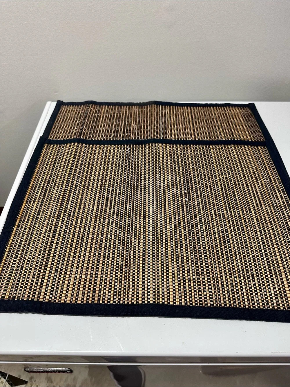 Woven Rectangular Placemats with Black Trim Set of 2